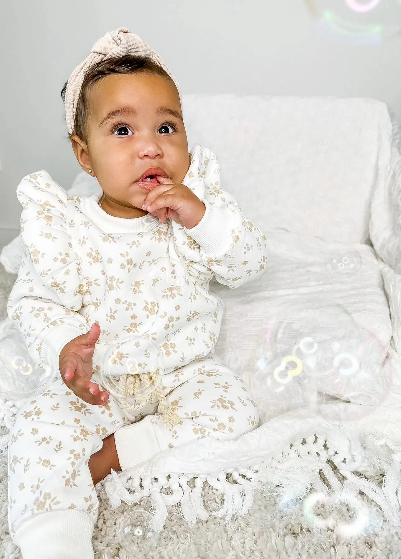 Frilly Tracksuit Set - Caramel Ditzy Floral (ONLY SIZE 3 LEFT)