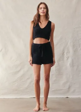 Fuzzy Sweater Short - Black