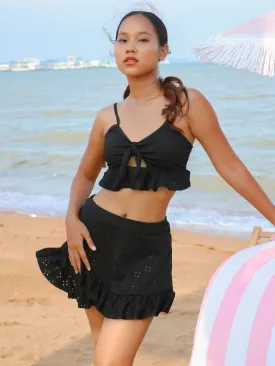 Gaia Eyelet Bikini Set in Black
