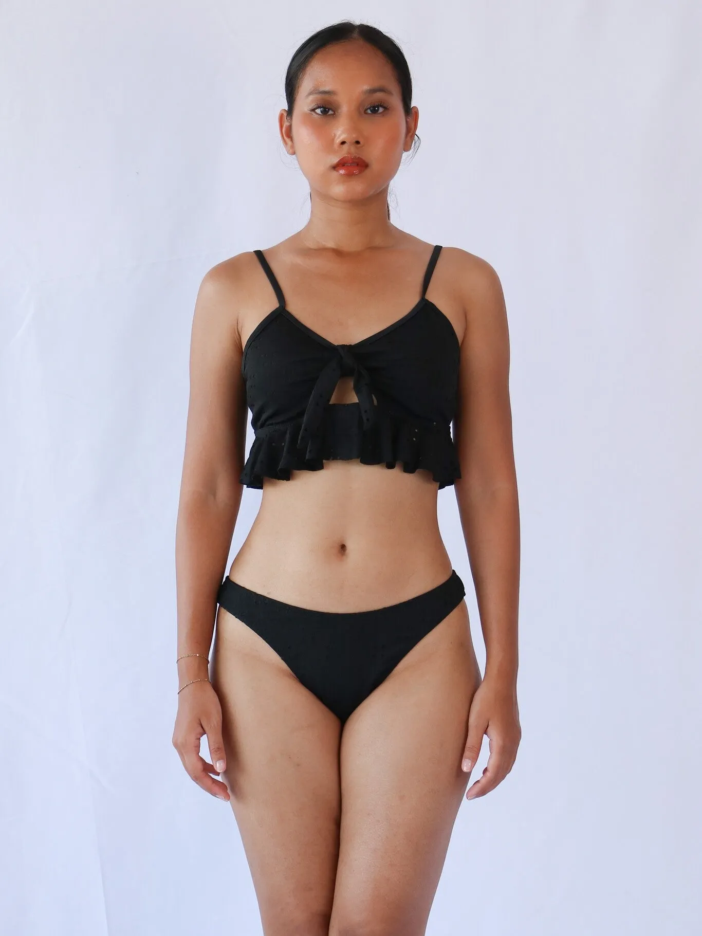 Gaia Eyelet Bikini Set in Black