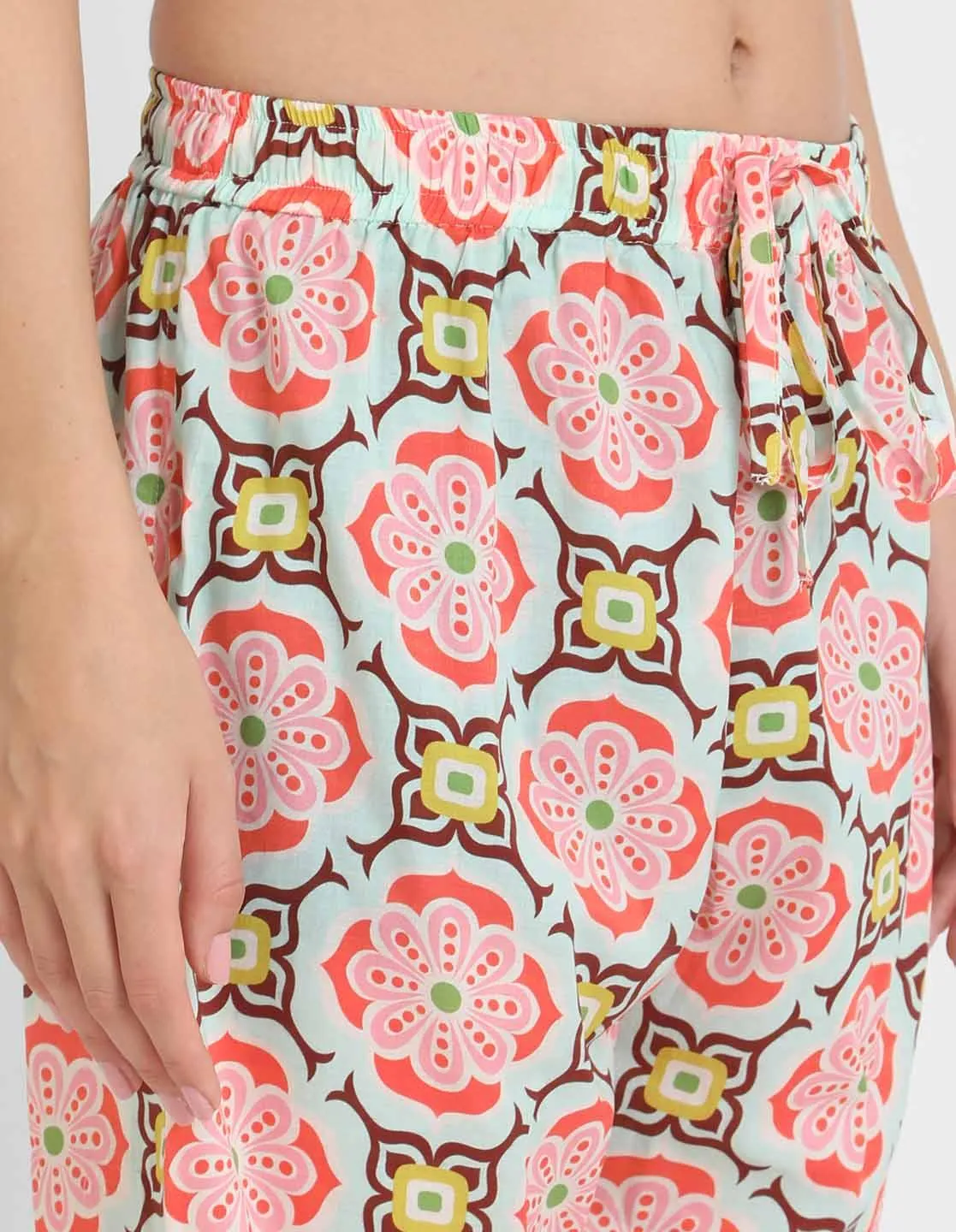 Geometric Printed Singlet Pajama Set for Women