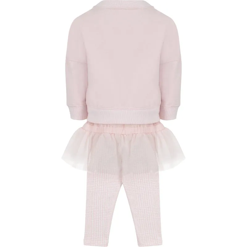 Girls Pink Cotton Floral Legging Set