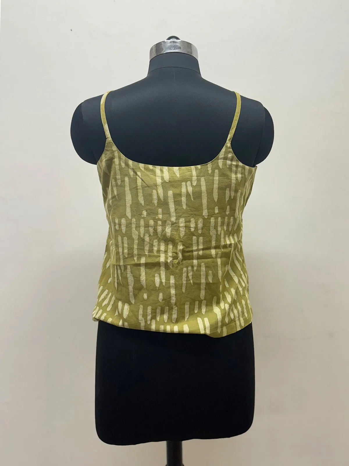 Green cotton spaghetti top