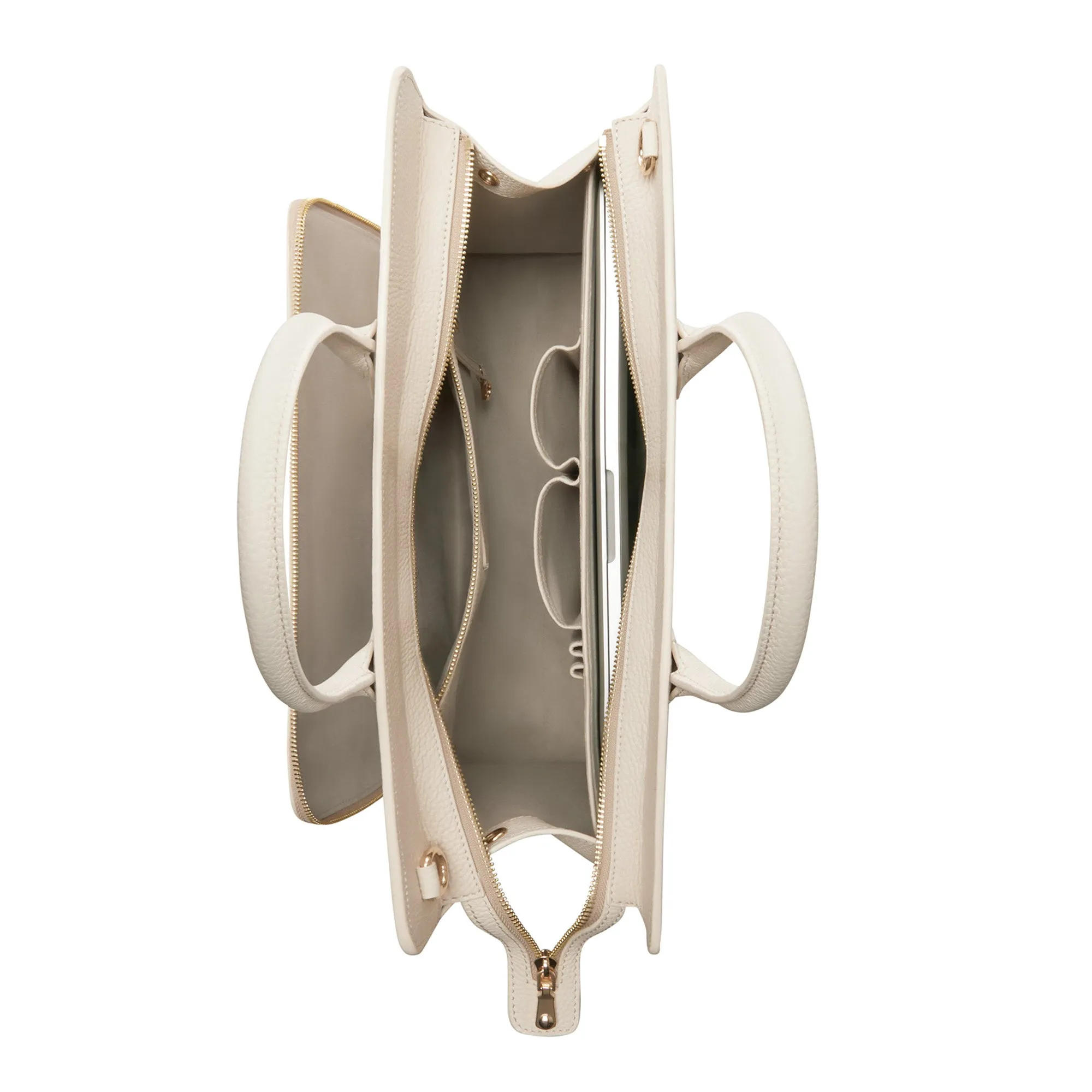 Honoré Nadine cream calfskin leather handbag with laptop compartment