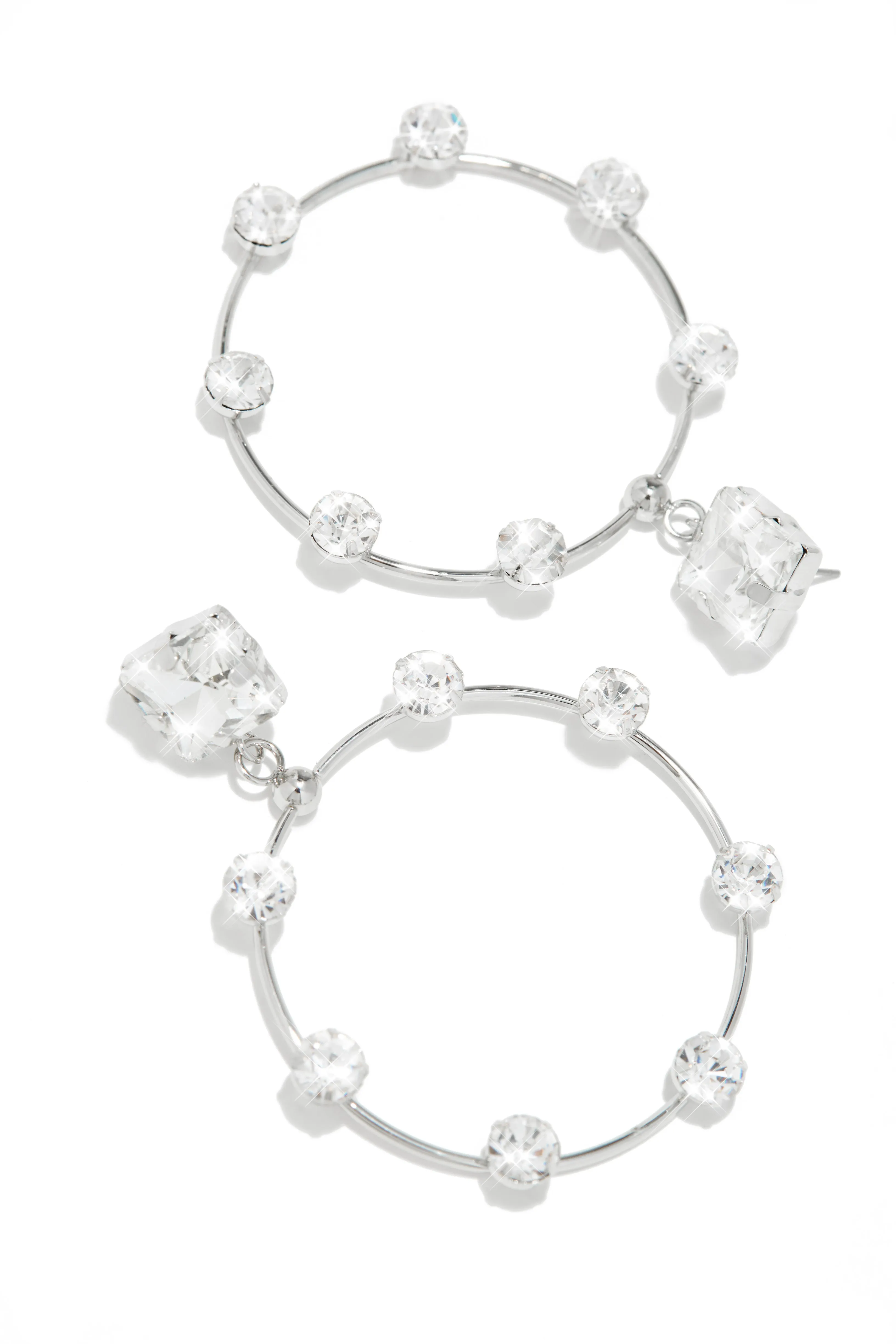Jayla Embellished Statement Earring - Silver