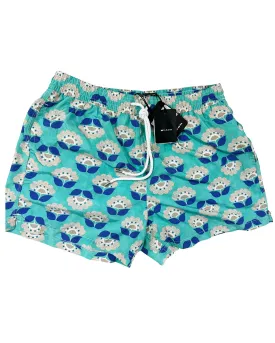 Kiton Swim Shorts L Seafoam Royal Blue Floral - Men Swimwear SALE