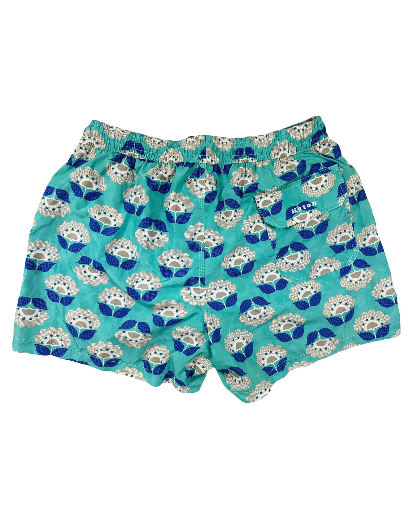 Kiton Swim Shorts L Seafoam Royal Blue Floral - Men Swimwear SALE