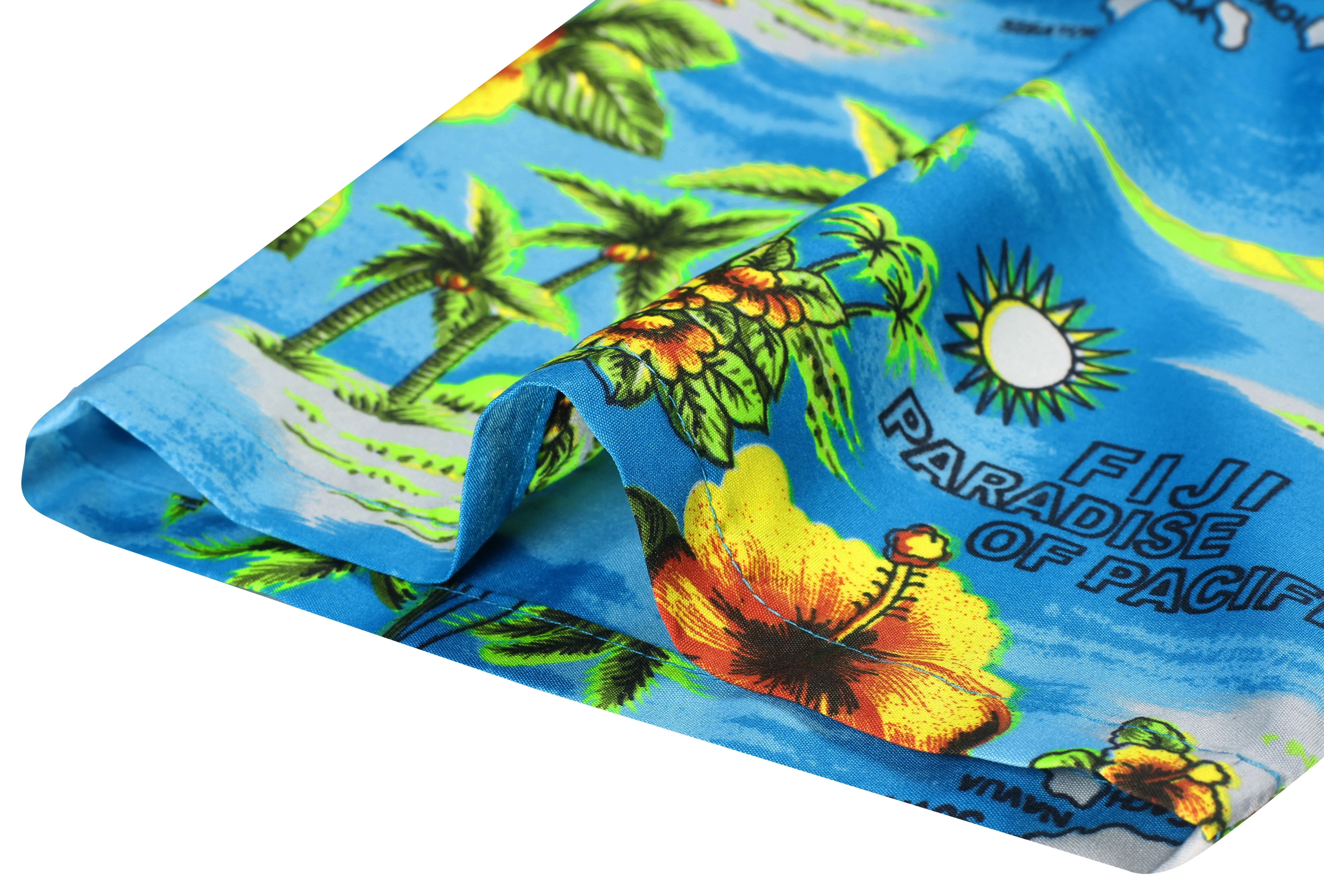 LA LEELA Shirt Casual Button Down Short Sleeve Beach Shirt Men Aloha Pocket Shirt Blue_AA113