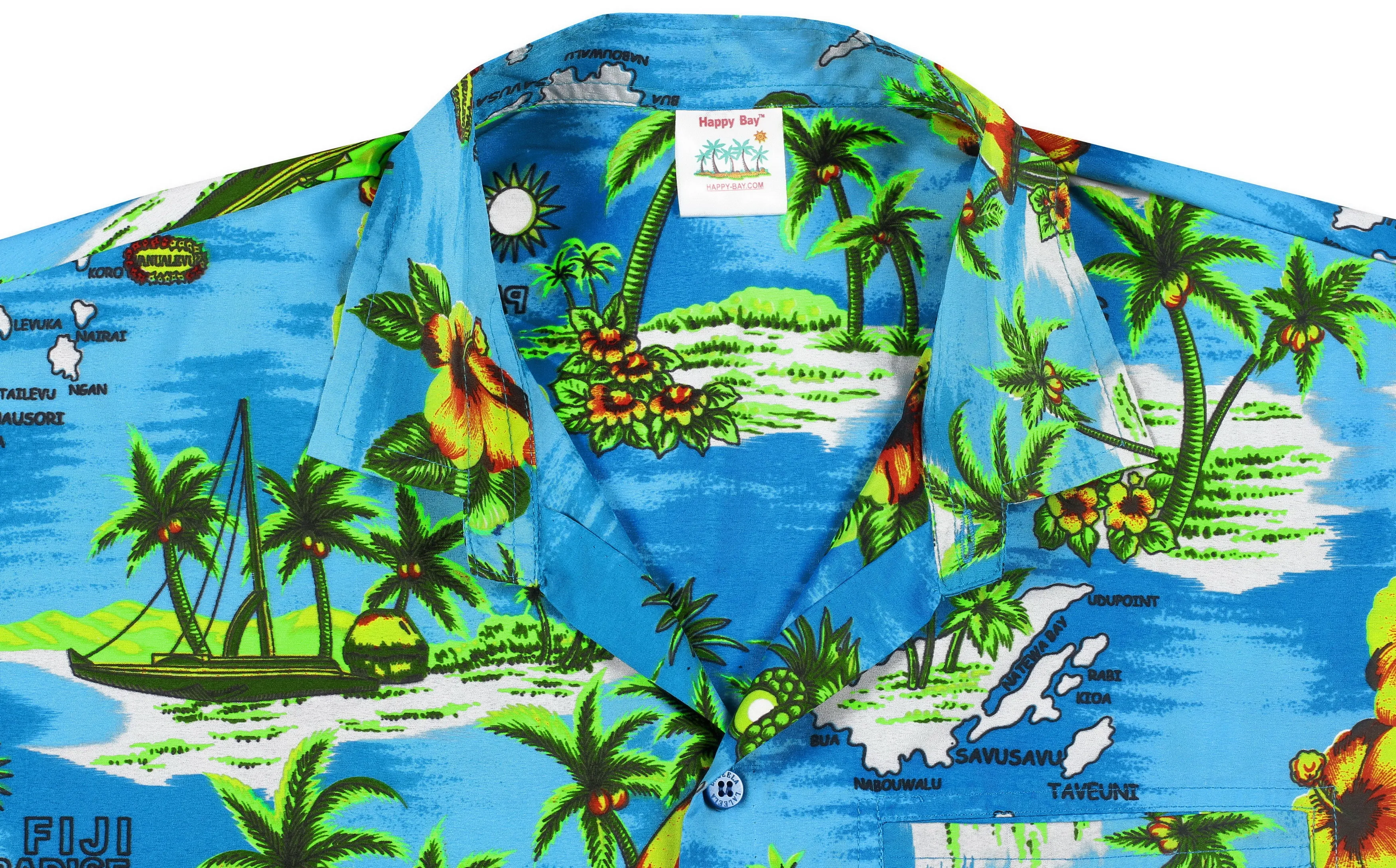 LA LEELA Shirt Casual Button Down Short Sleeve Beach Shirt Men Aloha Pocket Shirt Blue_AA113
