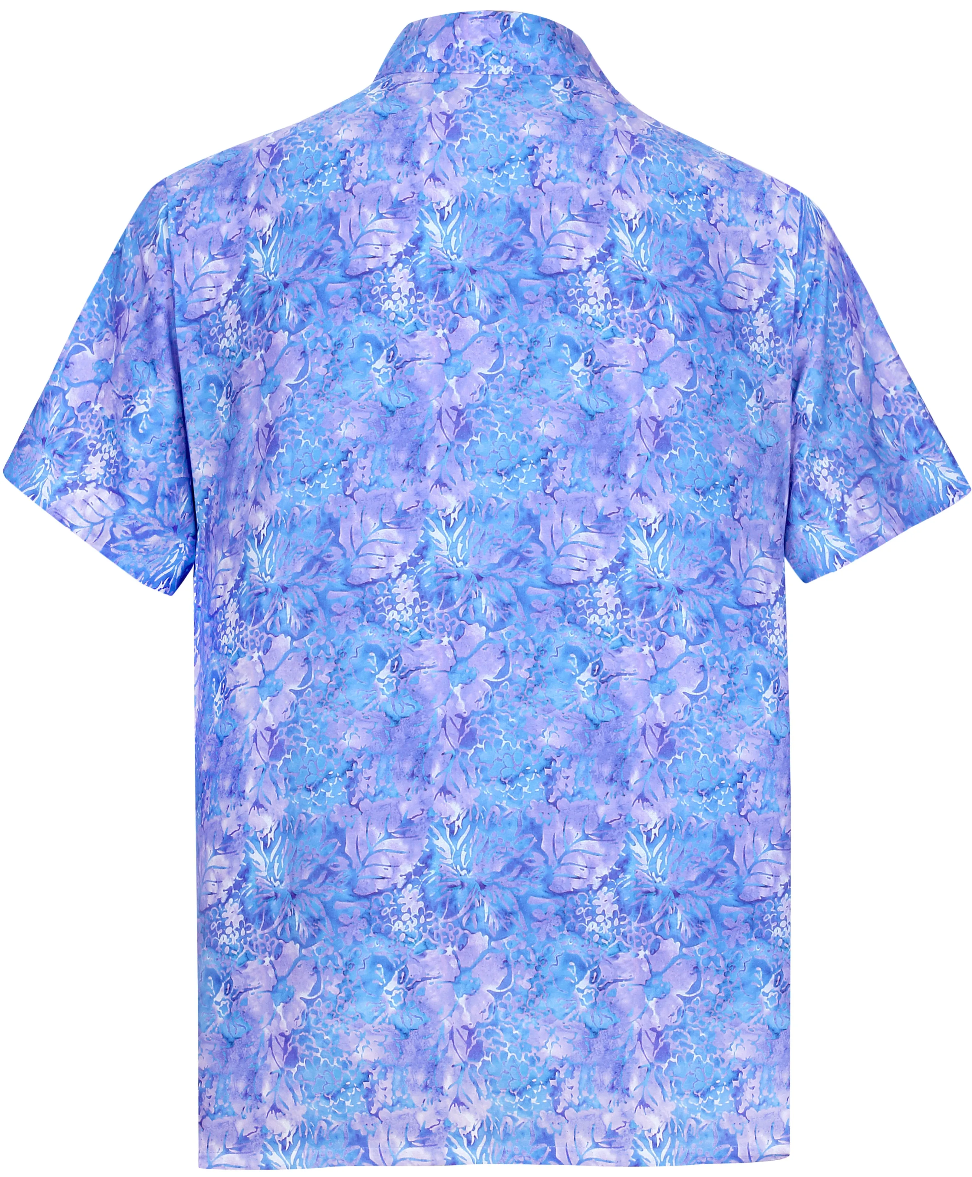 LA LEELA Shirt Casual Button Down Short Sleeve Beach Shirt Men Aloha Pocket shirt Blue_AA4