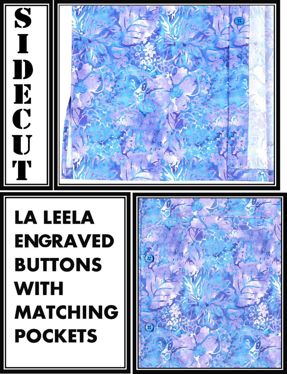 LA LEELA Shirt Casual Button Down Short Sleeve Beach Shirt Men Aloha Pocket shirt Blue_AA4