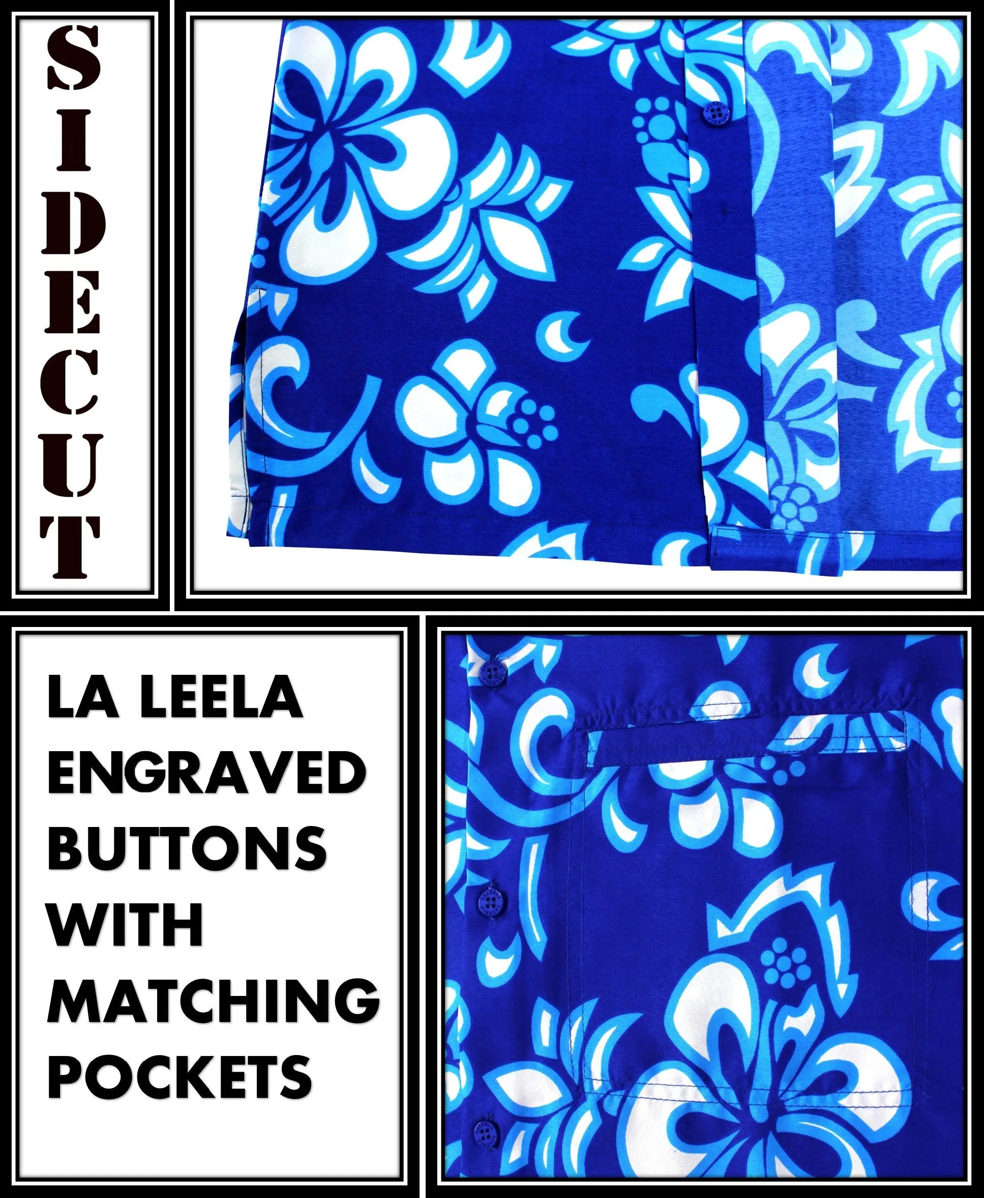 LA LEELA Shirt Casual Button Down Short Sleeve Beach Shirt Men Aloha Pocket shirt Blue_W8