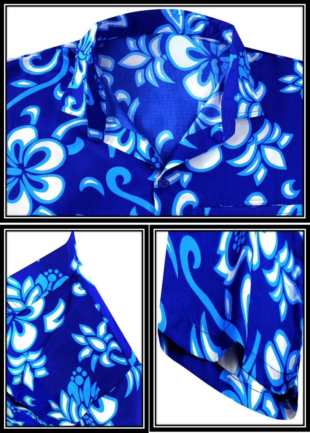 LA LEELA Shirt Casual Button Down Short Sleeve Beach Shirt Men Aloha Pocket shirt Blue_W8