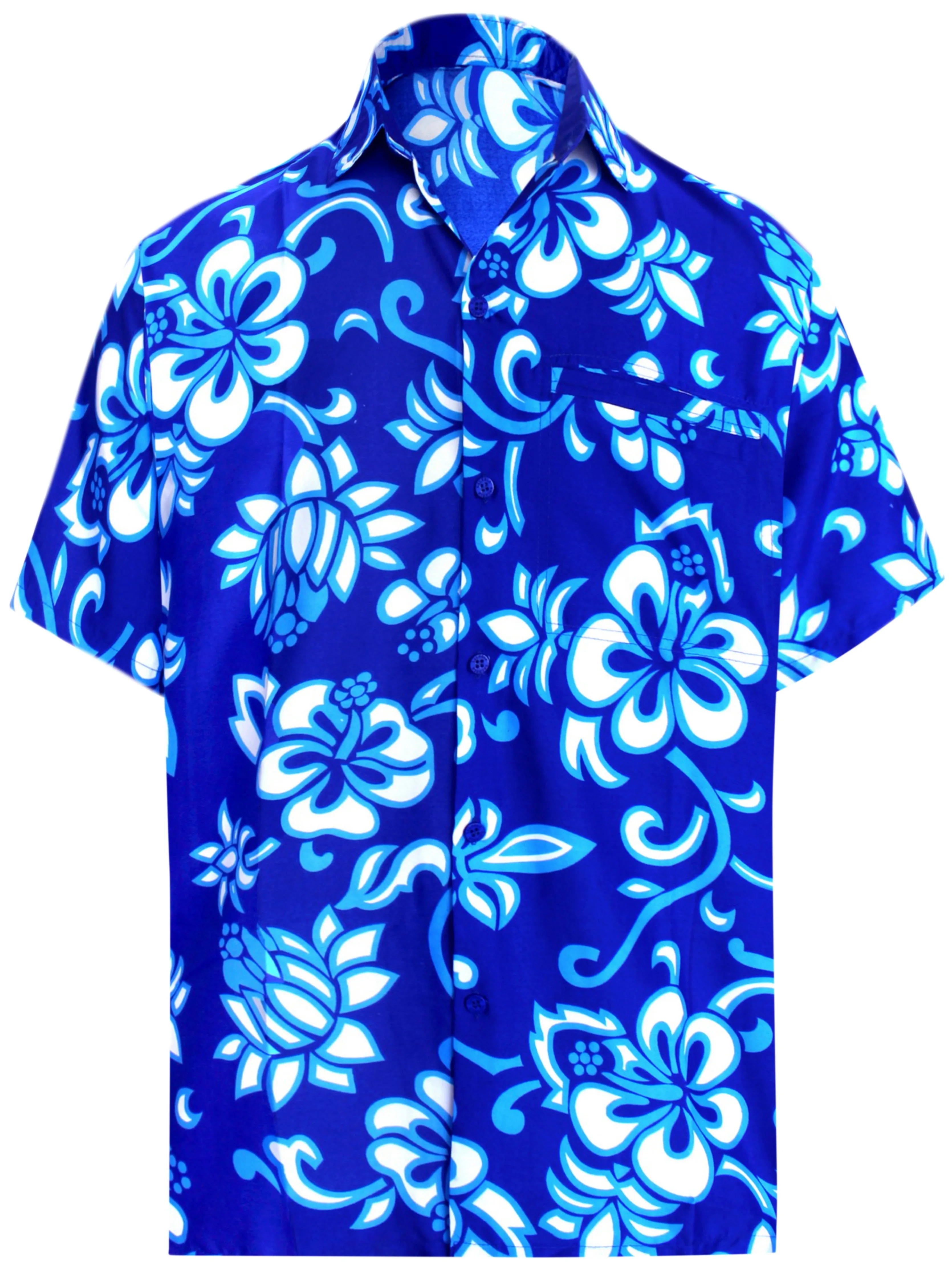 LA LEELA Shirt Casual Button Down Short Sleeve Beach Shirt Men Aloha Pocket shirt Blue_W8