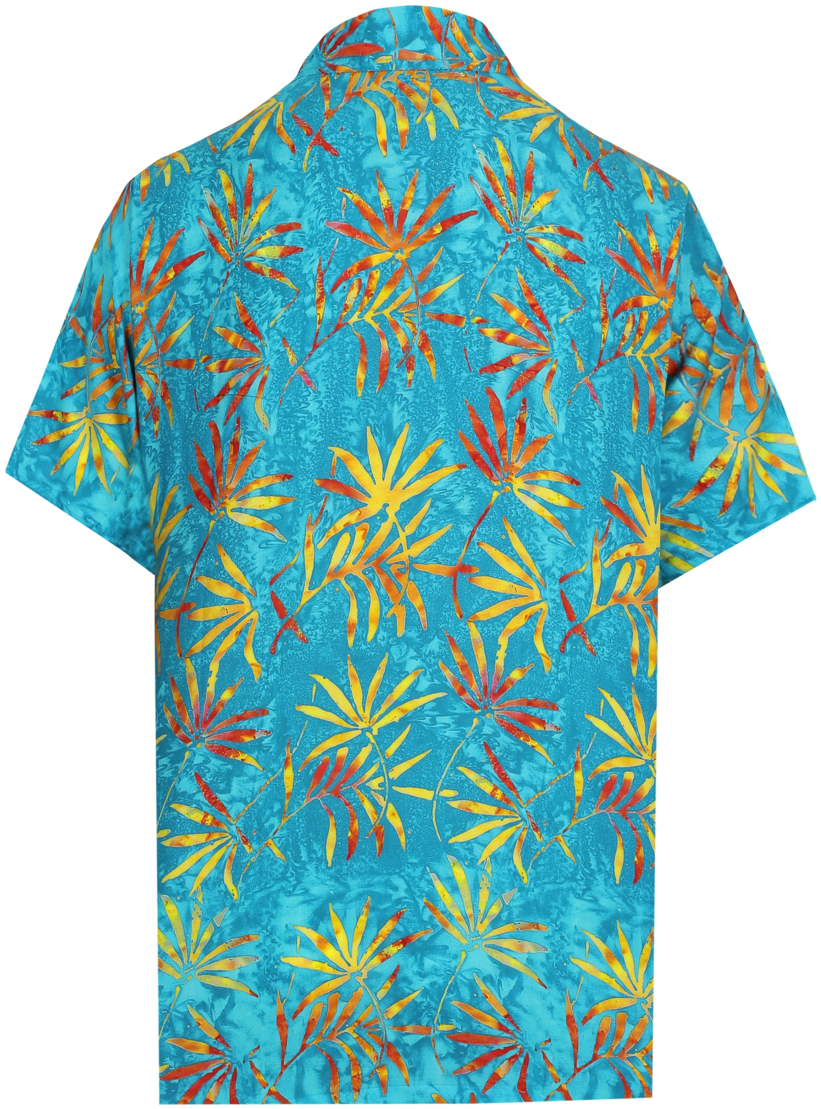 LA LEELA Shirt Casual Button Down Short Sleeve Beach Shirt Men Aloha Pocket shirt Bright Blue_AA159