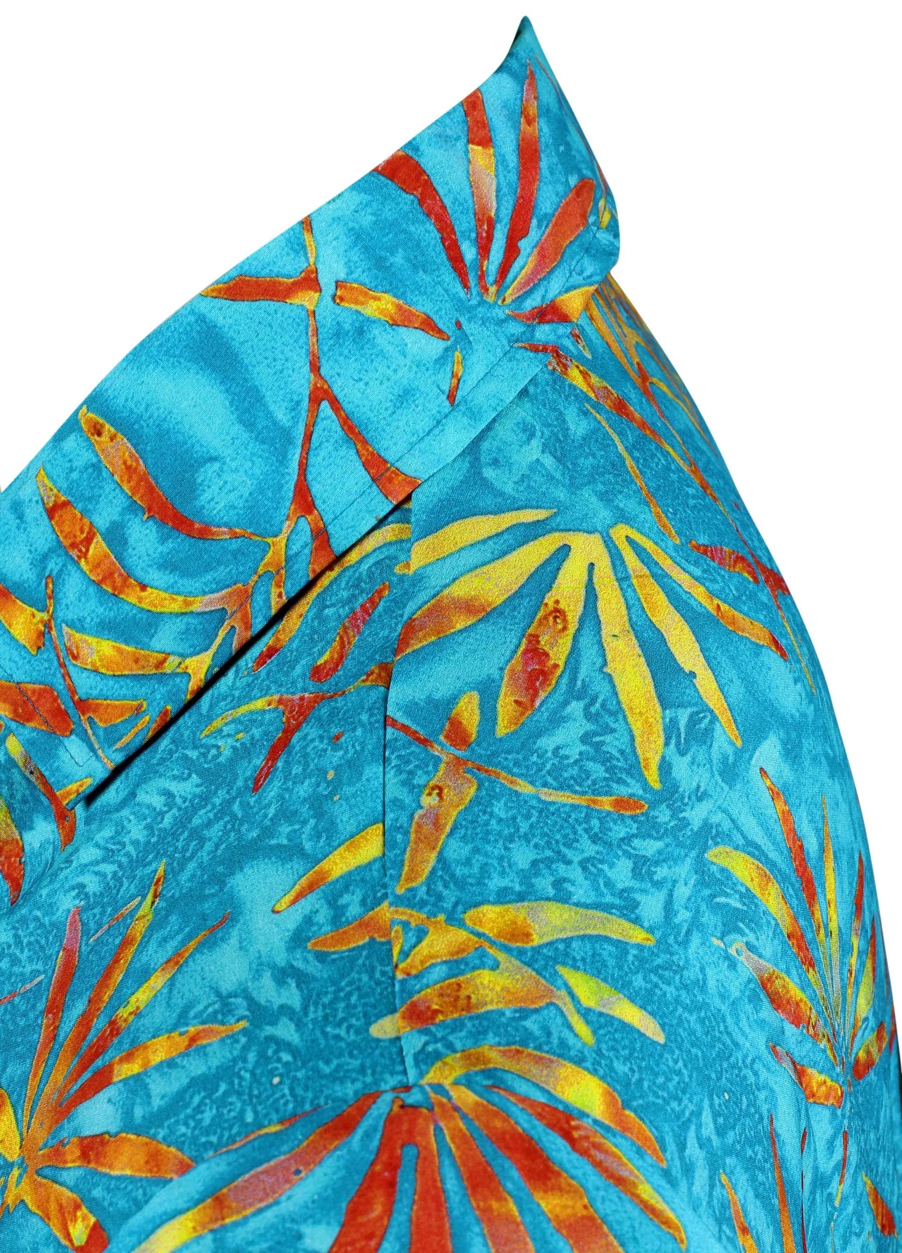 LA LEELA Shirt Casual Button Down Short Sleeve Beach Shirt Men Aloha Pocket shirt Bright Blue_AA159