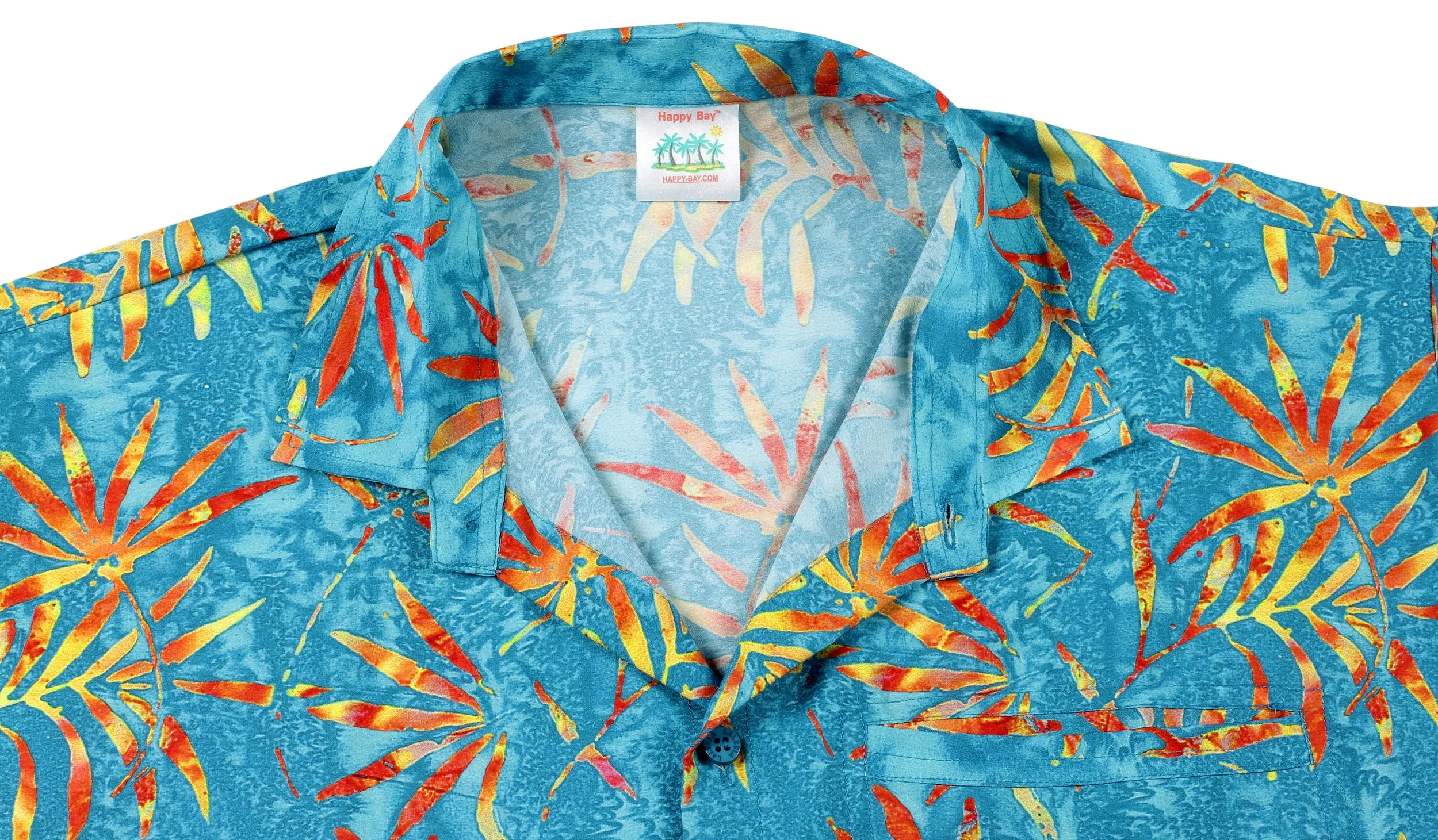 LA LEELA Shirt Casual Button Down Short Sleeve Beach Shirt Men Aloha Pocket shirt Bright Blue_AA159