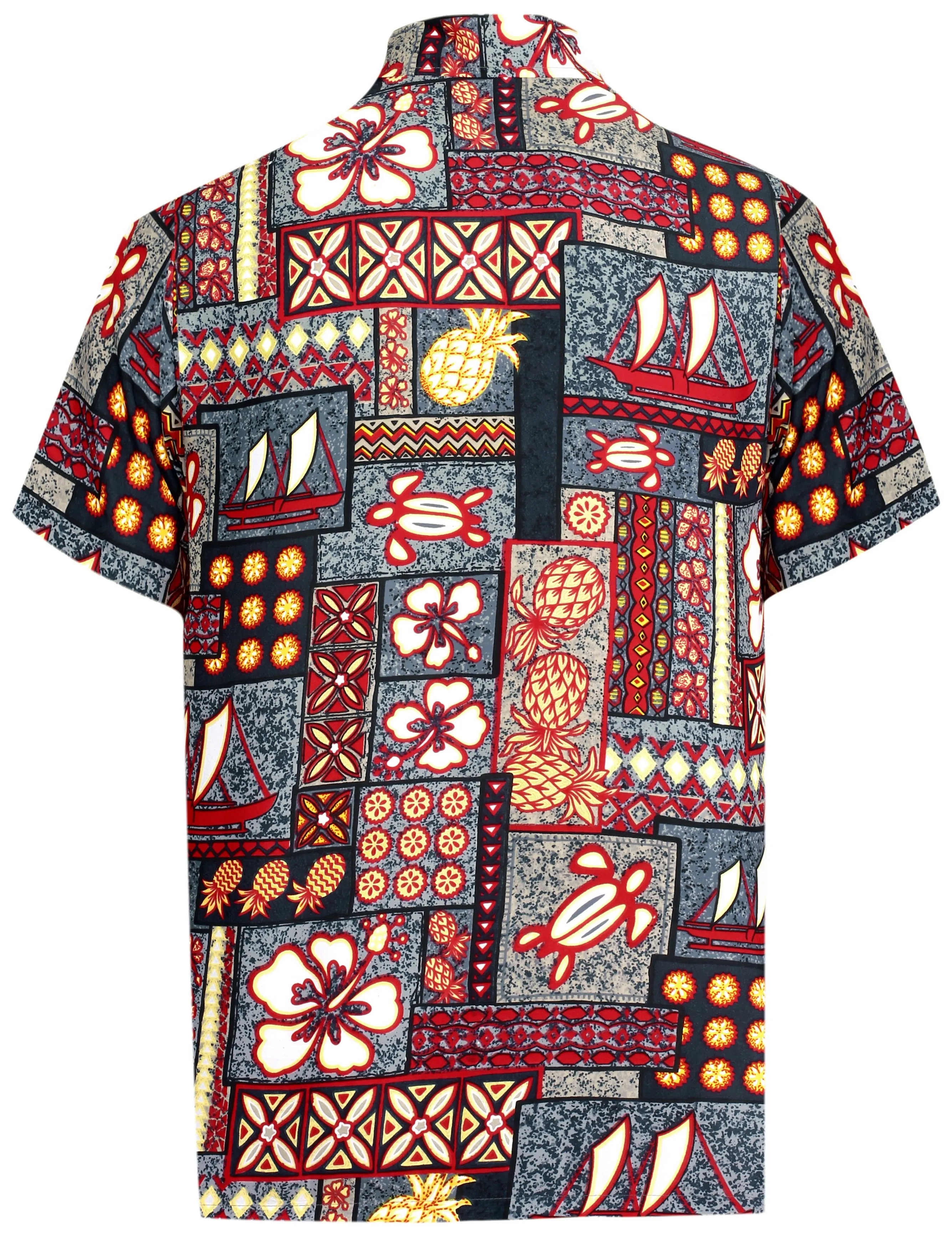 LA LEELA Shirt Casual Button Down Short Sleeve Beach Shirt Men Aloha Pocket shirt Grey_W232