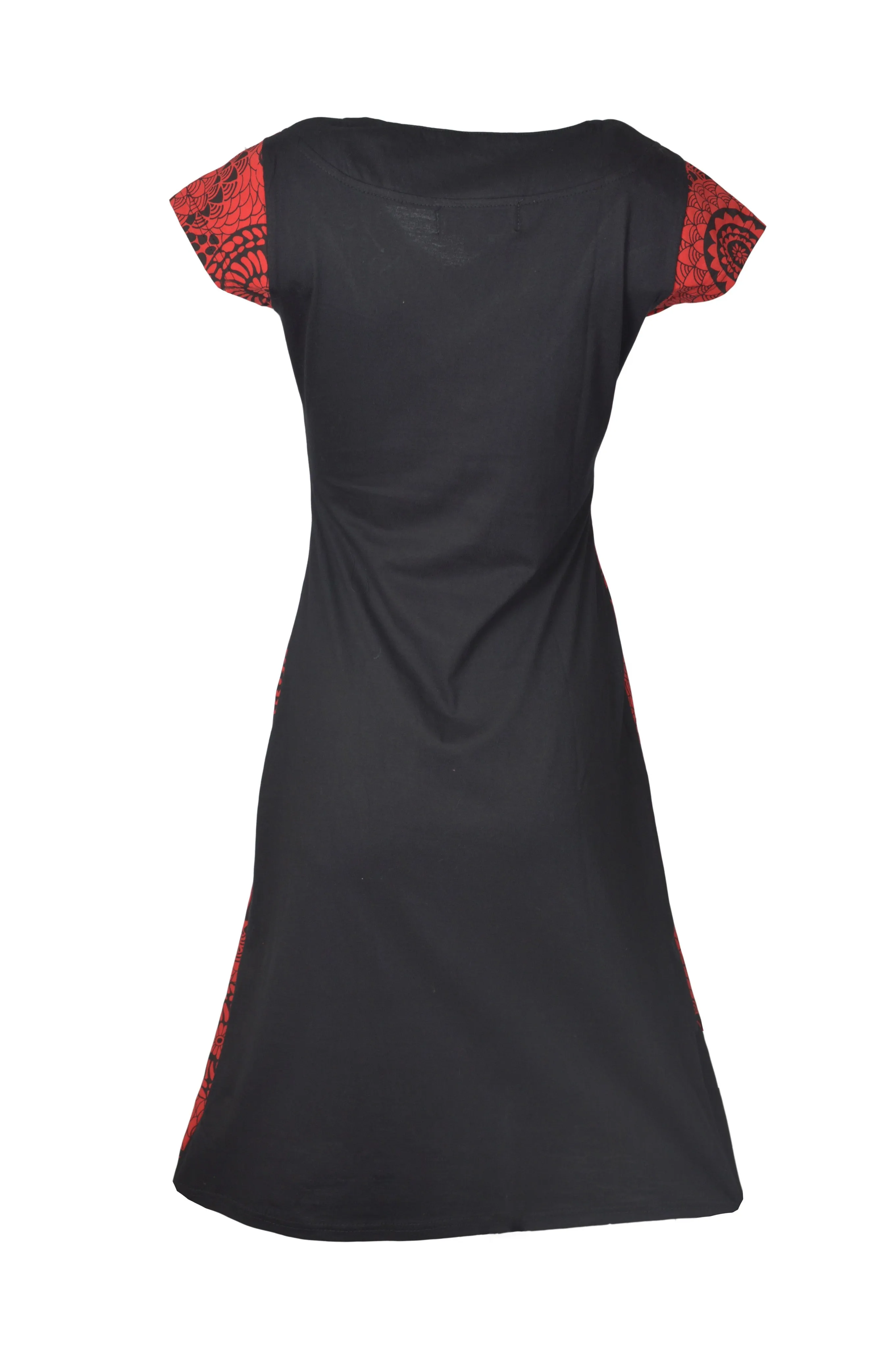 ladies-dress-with-patch-and-embrodiery-in-neckline-new-rato-godavari