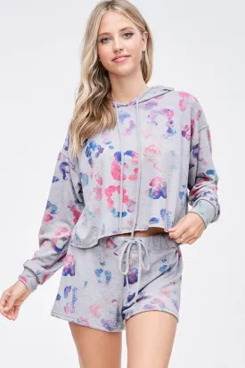 Leopard hoodie lounge wear set - Grey