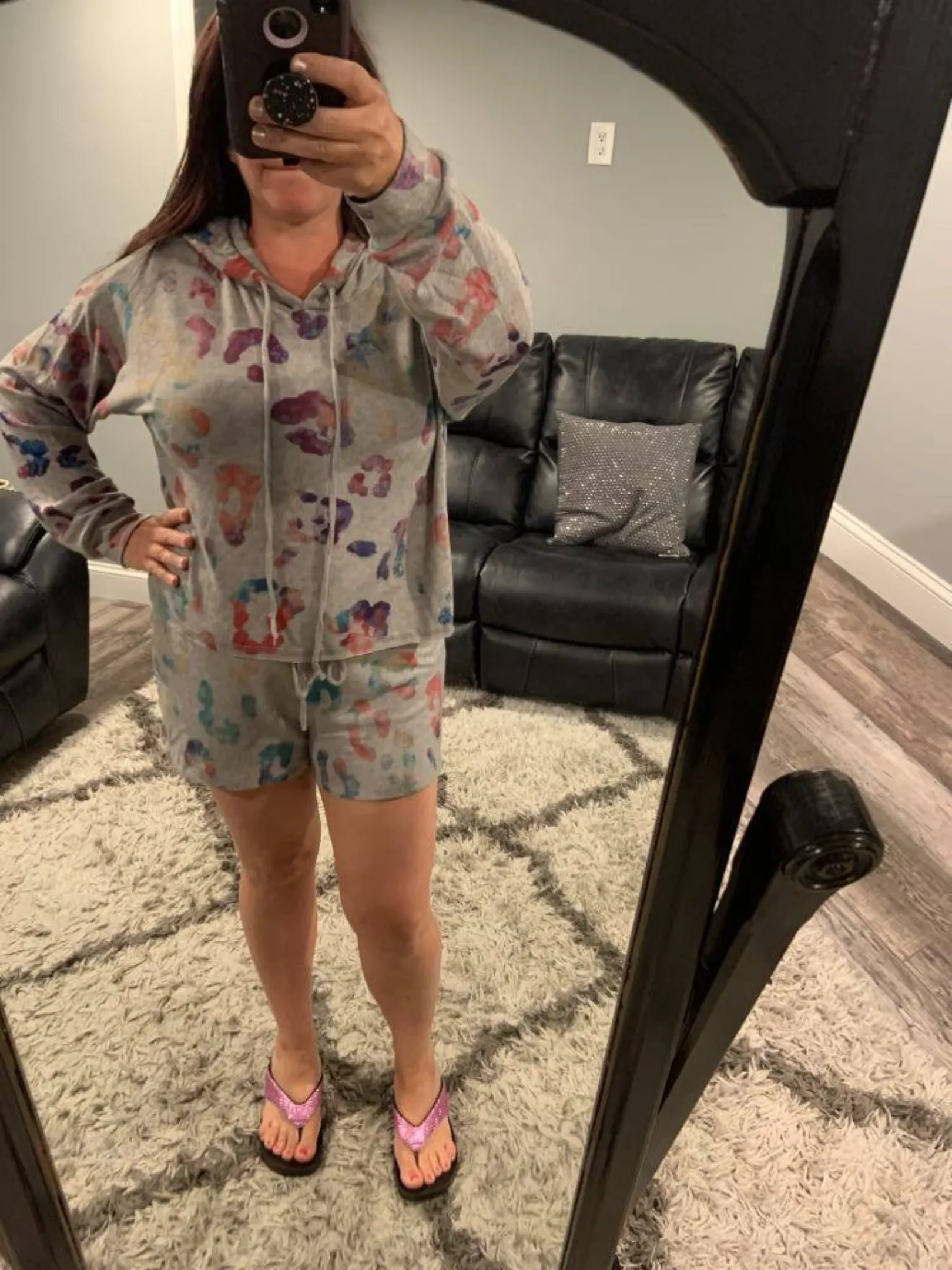 Leopard hoodie lounge wear set - Grey