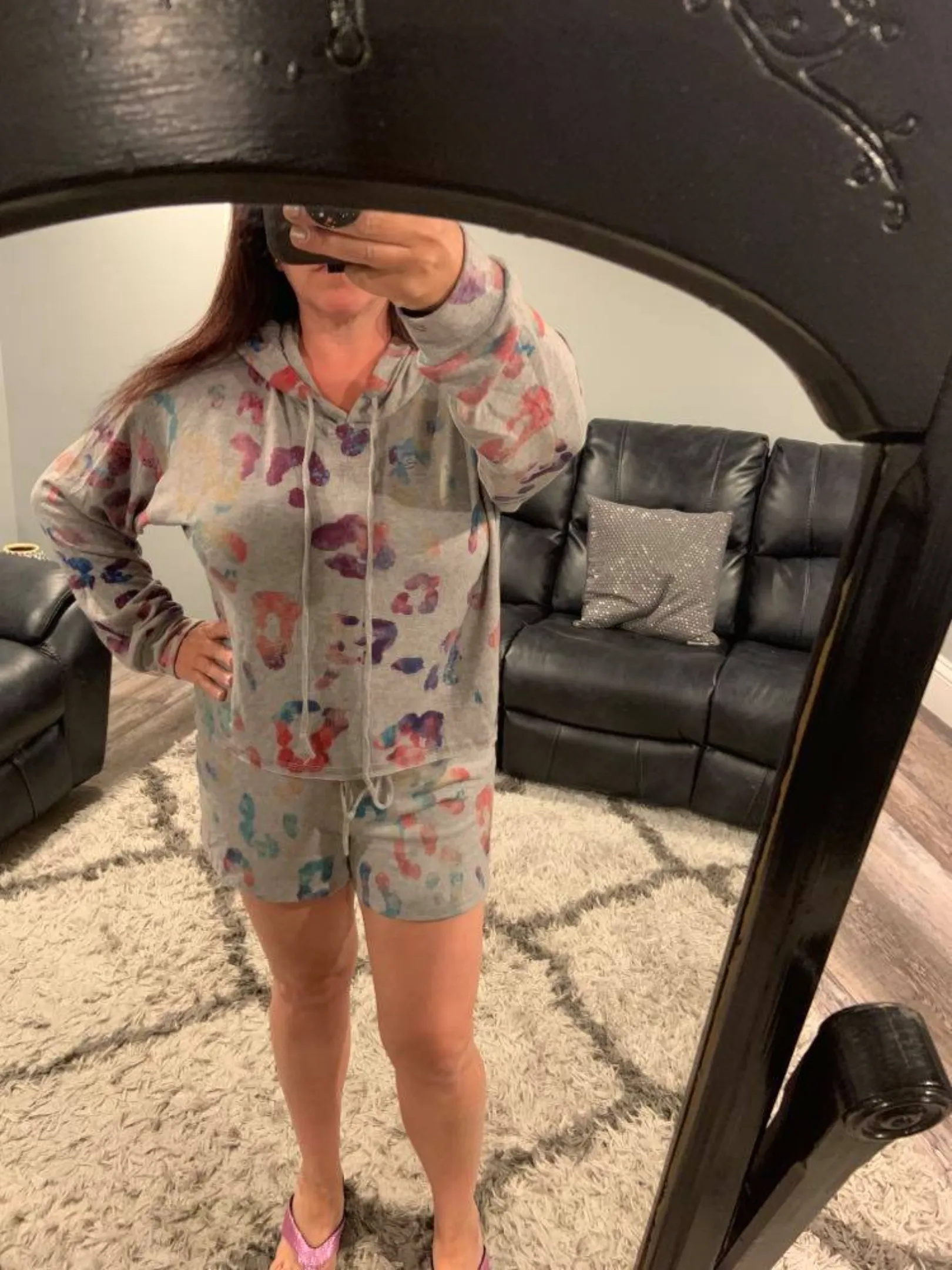 Leopard hoodie lounge wear set - Grey