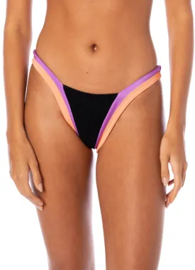 Maaji Noir Black Trinity Regular Rise V Front Bikini Bottom - Reversible