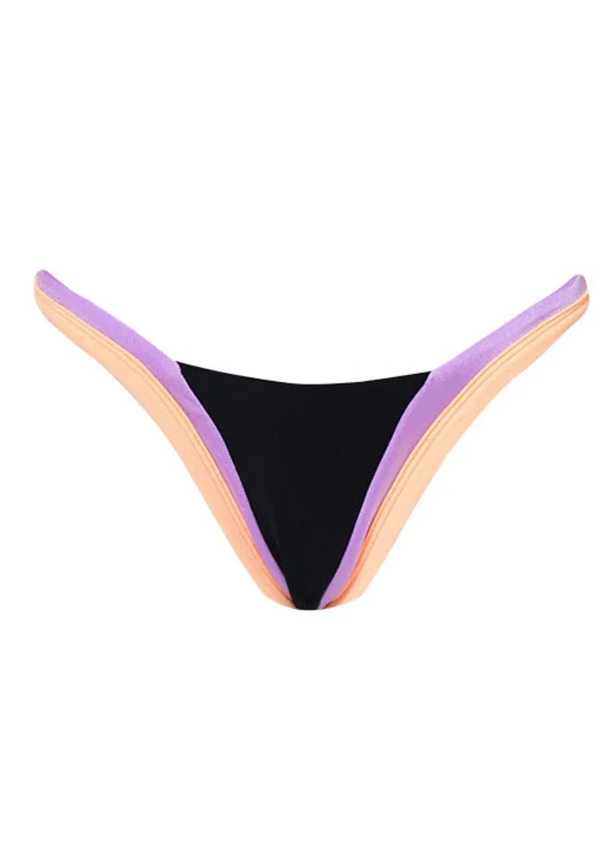 Maaji Noir Black Trinity Regular Rise V Front Bikini Bottom - Reversible