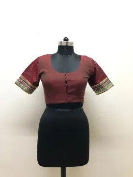 Maroon Blouse with Sleeve Border