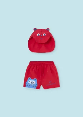 Mayoral Baby & Toddler Boys Red Animal Swim Trunks & Hat