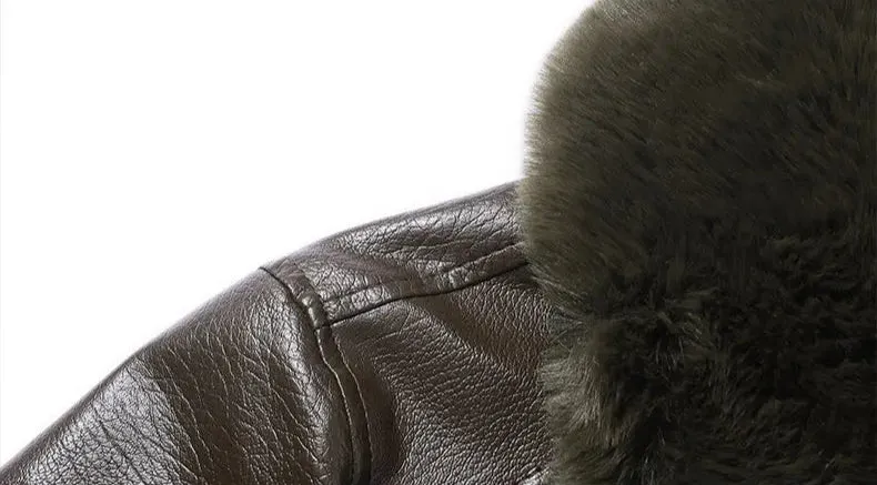 Men's Thermal PU Leather Integrated Fleece Lined  Jacket