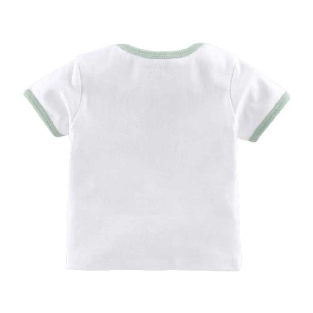 My Milestones Baby Top Bottom Set- Half Sleeves T-shirt with Shorts-White/S.Green