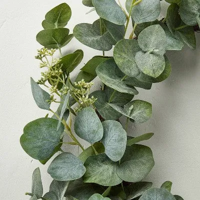 New - 24" Faux Seeded Eucalyptus Wreath - Hearth & Hand with Magnolia