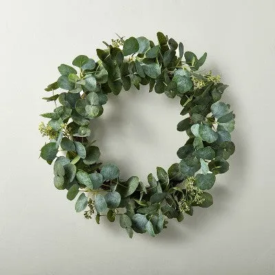 New - 24" Faux Seeded Eucalyptus Wreath - Hearth & Hand with Magnolia