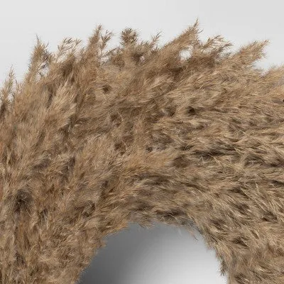 Pampas Preserved Dried Wreath Brown - Threshold