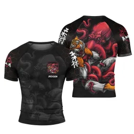 Personalized Cthulhu Battle Tiger Short Sleeve Rash Guard