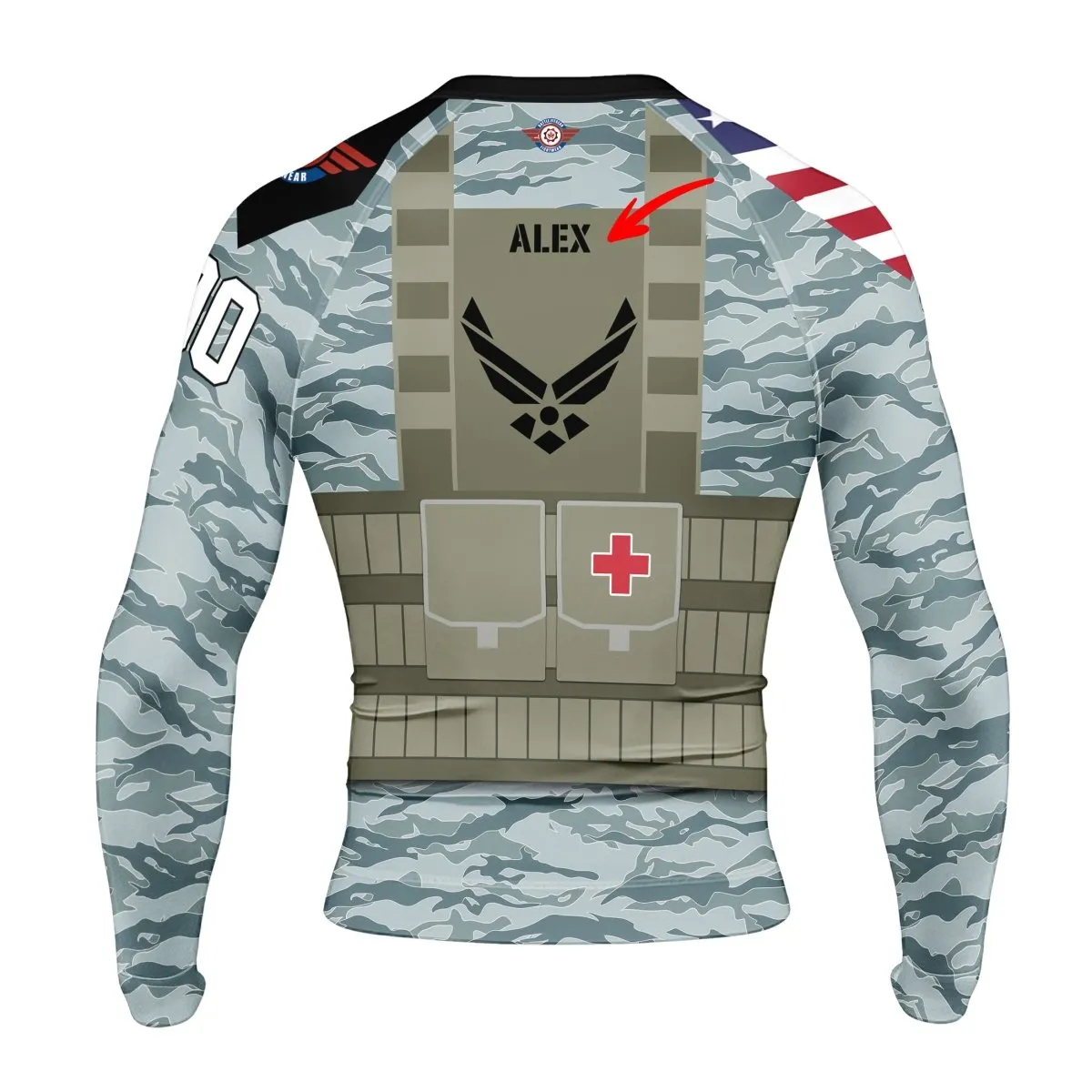 Personalized USA Air Force Veteran Military Men's Long Sleeve Rash Guard