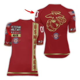 Personalized USA Marine Veteran Women's Short Sleeve Rash Guard