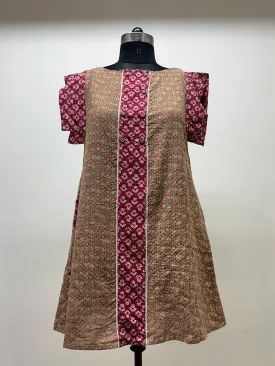 Pink and Beige Kantha Dress