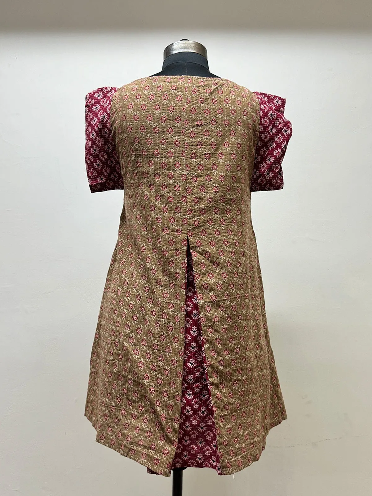 Pink and Beige Kantha Dress
