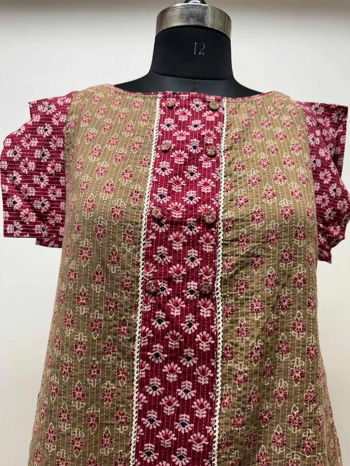 Pink and Beige Kantha Dress