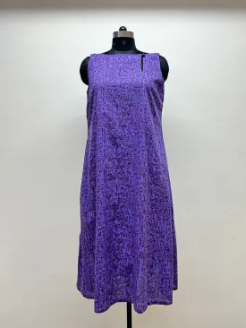 Purple Boat neck Block Printed dress