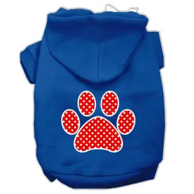 Red Swiss Dot Paw Screen Print Pet Hoodies Blue Size XS (8)