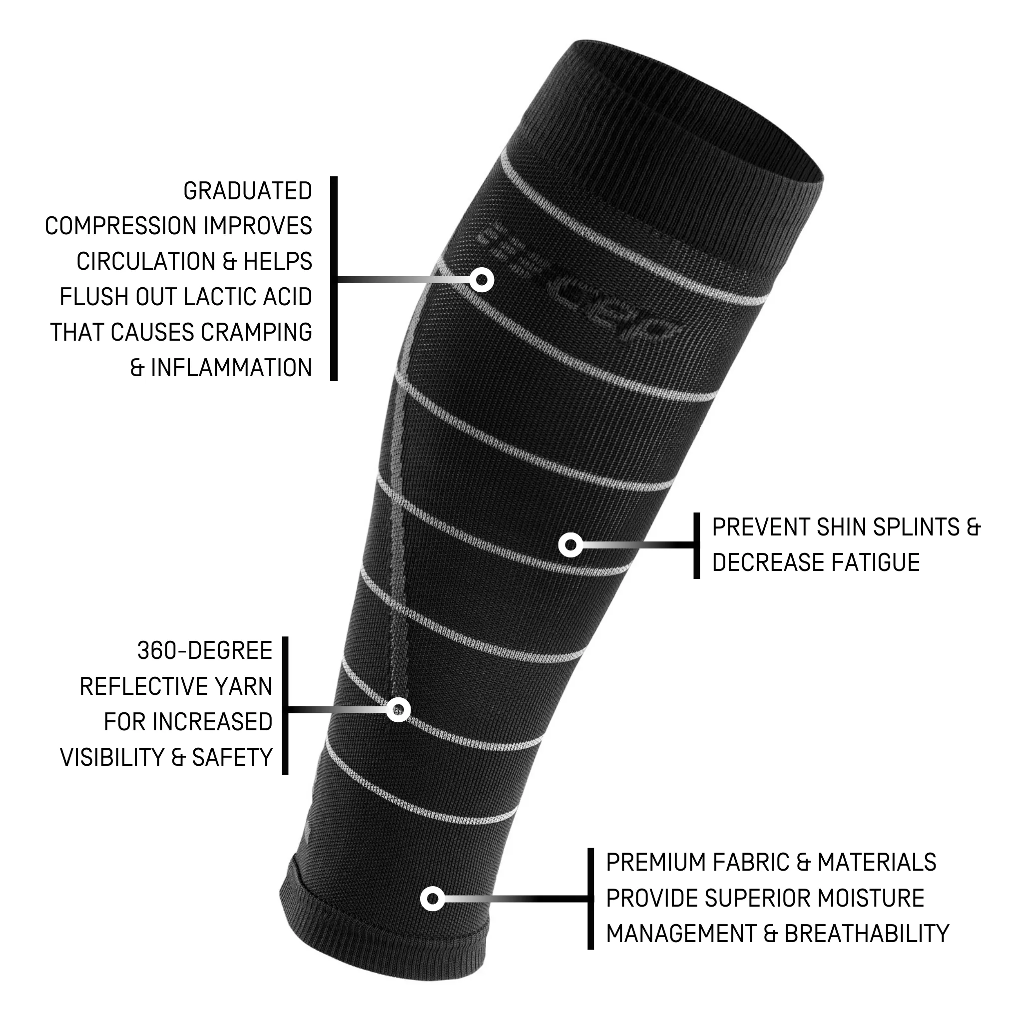 Reflective Compression Calf Sleeves, Men