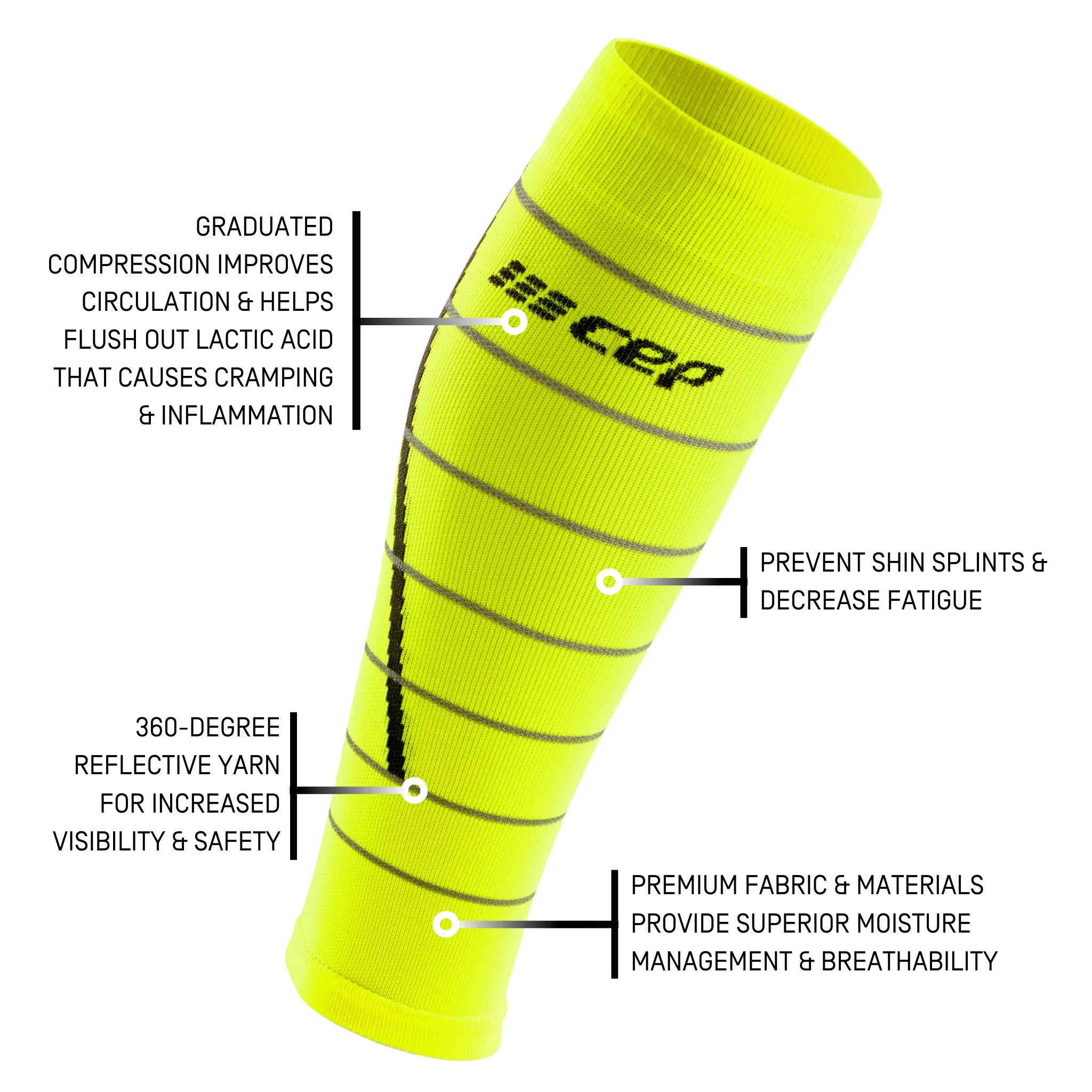 Reflective Compression Calf Sleeves, Men