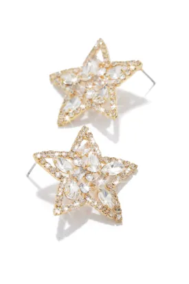Rockstar Embellished Star Stud Earrings - Gold