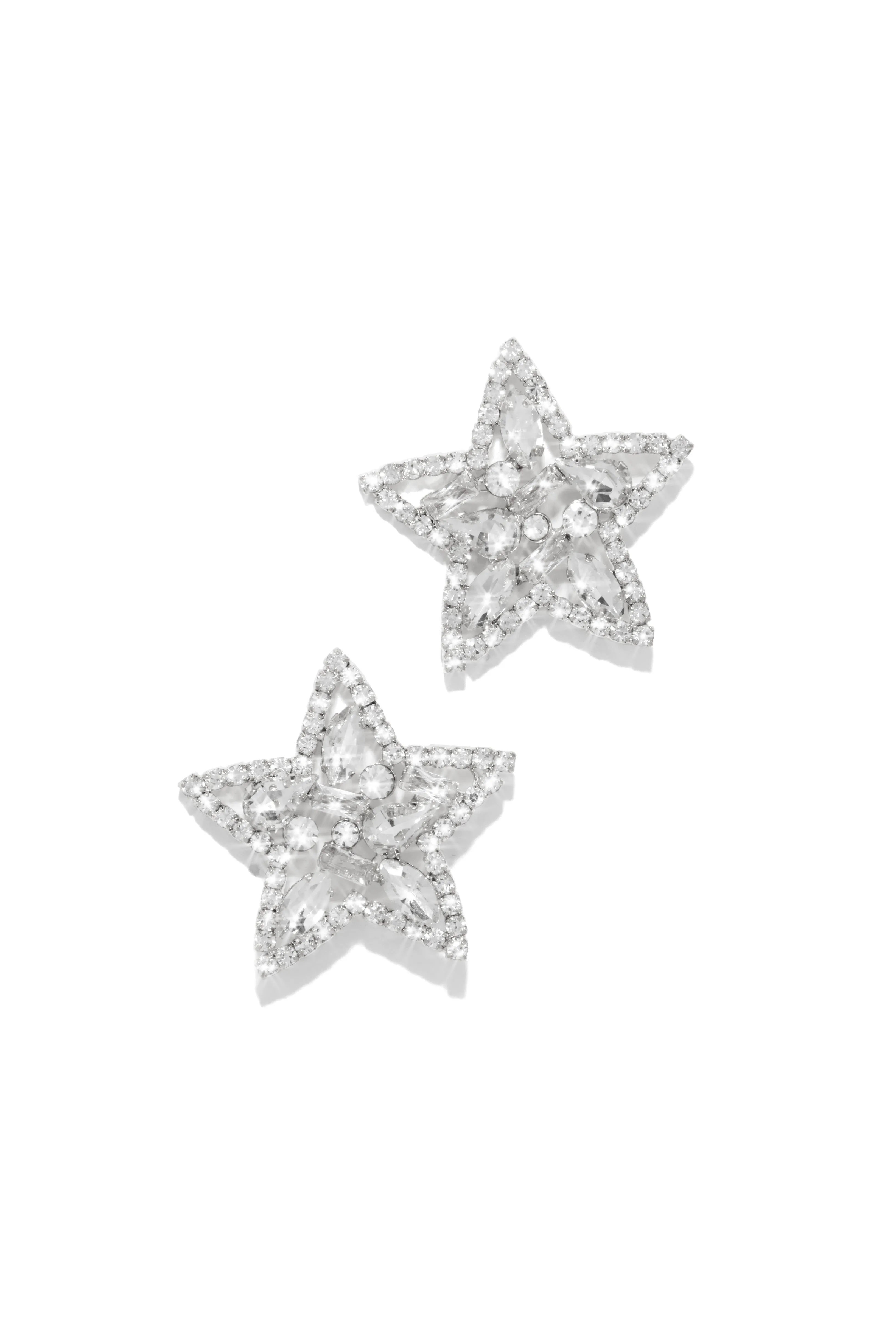 Rockstar Embellished Star Stud Earrings - Gold