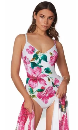 Roidal Landi White Pink Underwired Swimsuit