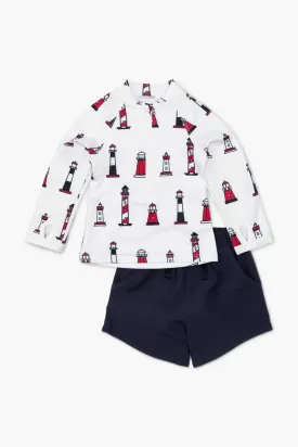 SALE - Rashguard Top Swim Trunks Bundle_Lighthouse   Navy