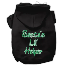 Santa's Lil' Helper Screen Print Pet Hoodies Black Size XL (16)